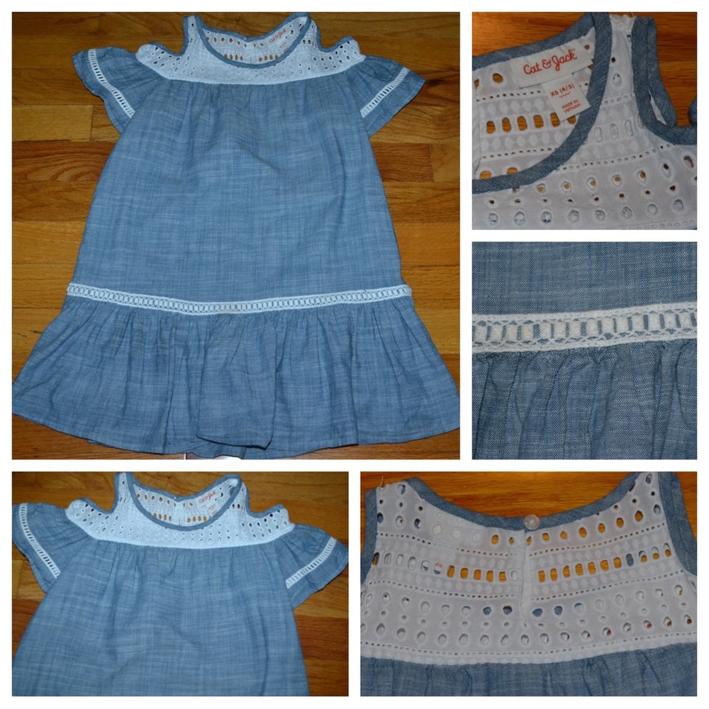 Youth girls Cat & Jack cold shoulder dress, size XS 4/5